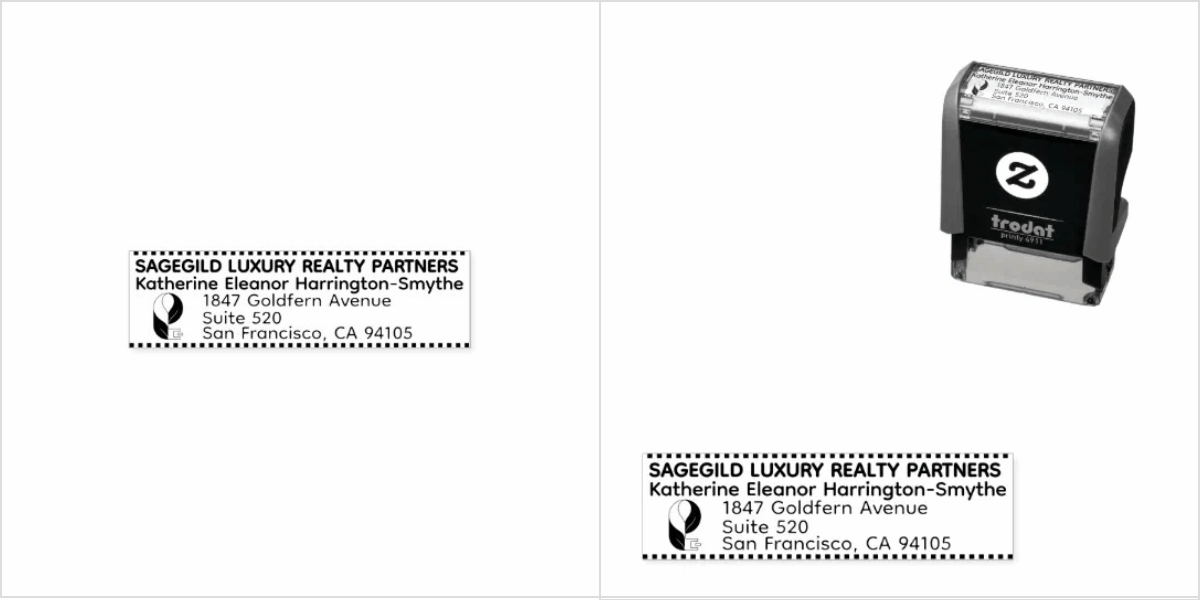 Luxury realty return address logo mini Trodat 4911 self-inking stamp